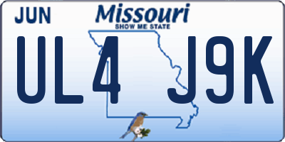 MO license plate UL4J9K
