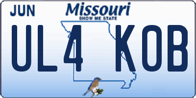 MO license plate UL4K0B