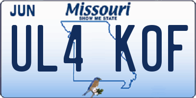MO license plate UL4K0F