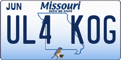 MO license plate UL4K0G