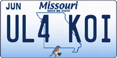 MO license plate UL4K0I