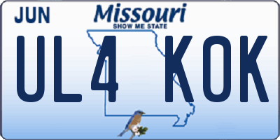 MO license plate UL4K0K