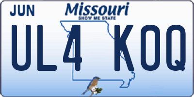 MO license plate UL4K0Q