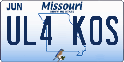 MO license plate UL4K0S