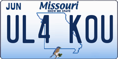 MO license plate UL4K0U