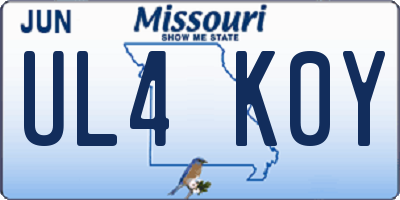 MO license plate UL4K0Y