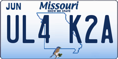 MO license plate UL4K2A