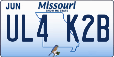 MO license plate UL4K2B
