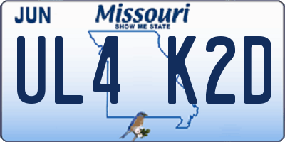 MO license plate UL4K2D