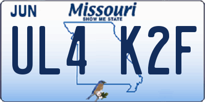 MO license plate UL4K2F