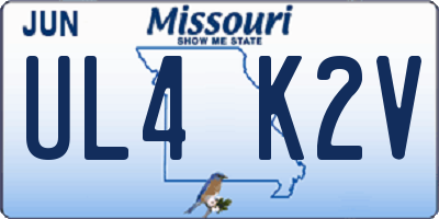 MO license plate UL4K2V