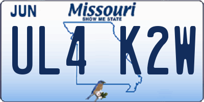 MO license plate UL4K2W