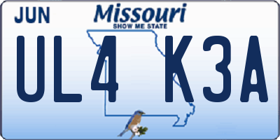 MO license plate UL4K3A