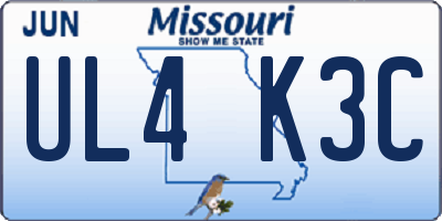 MO license plate UL4K3C