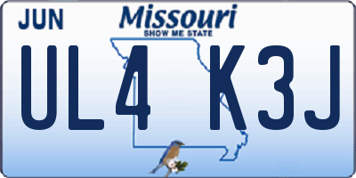 MO license plate UL4K3J