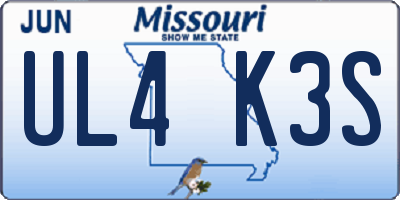 MO license plate UL4K3S