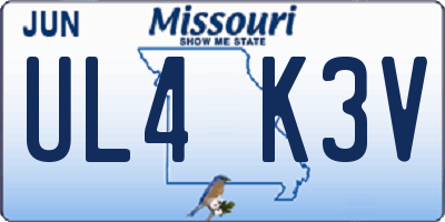 MO license plate UL4K3V