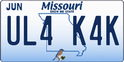 MO license plate UL4K4K