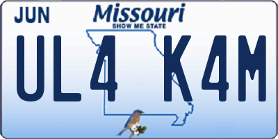 MO license plate UL4K4M