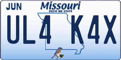 MO license plate UL4K4X
