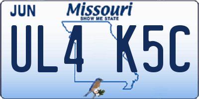 MO license plate UL4K5C