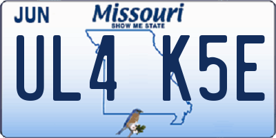 MO license plate UL4K5E