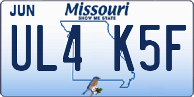 MO license plate UL4K5F