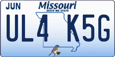 MO license plate UL4K5G