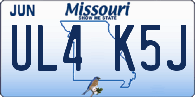 MO license plate UL4K5J