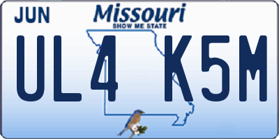 MO license plate UL4K5M