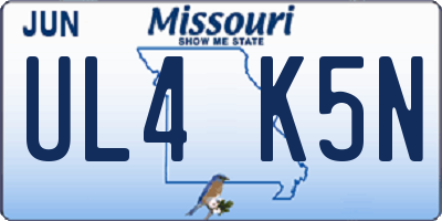 MO license plate UL4K5N