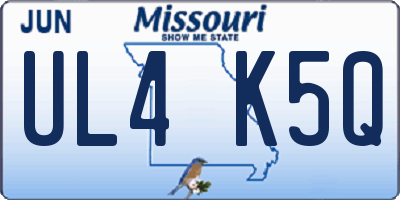 MO license plate UL4K5Q