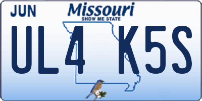 MO license plate UL4K5S