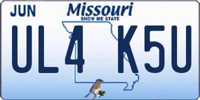 MO license plate UL4K5U