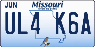 MO license plate UL4K6A