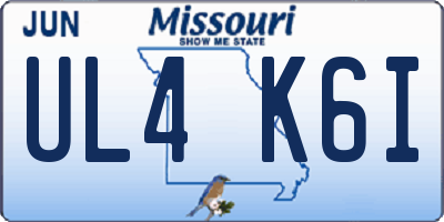 MO license plate UL4K6I