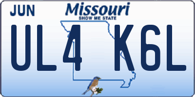 MO license plate UL4K6L
