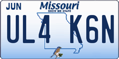 MO license plate UL4K6N