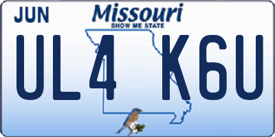 MO license plate UL4K6U