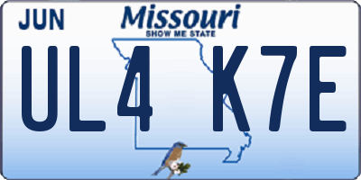 MO license plate UL4K7E