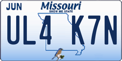 MO license plate UL4K7N