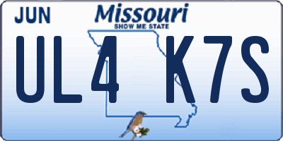 MO license plate UL4K7S