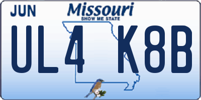 MO license plate UL4K8B