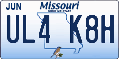 MO license plate UL4K8H