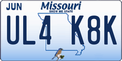 MO license plate UL4K8K