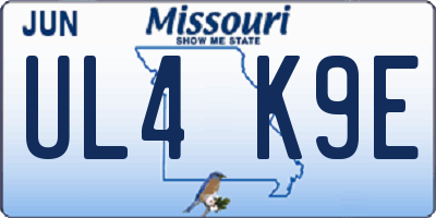 MO license plate UL4K9E