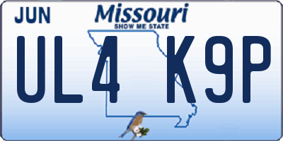 MO license plate UL4K9P