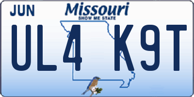 MO license plate UL4K9T