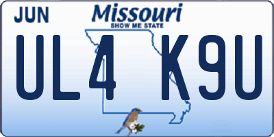 MO license plate UL4K9U