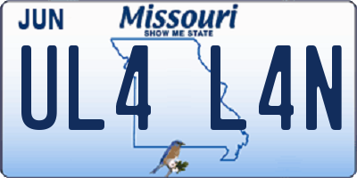 MO license plate UL4L4N